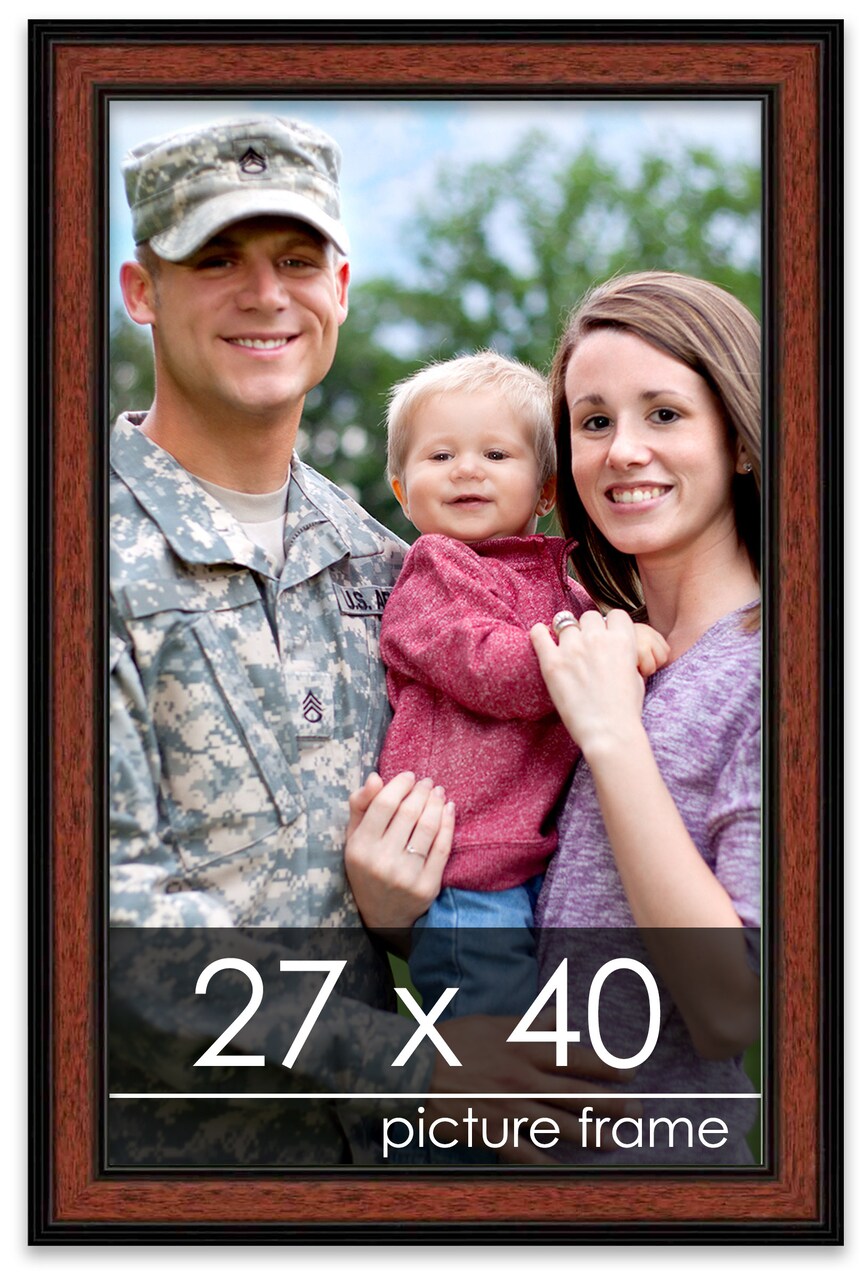 Simple Brown Picture Frame - UV Acrylic, Foam Board Backing, Hanging Hardware